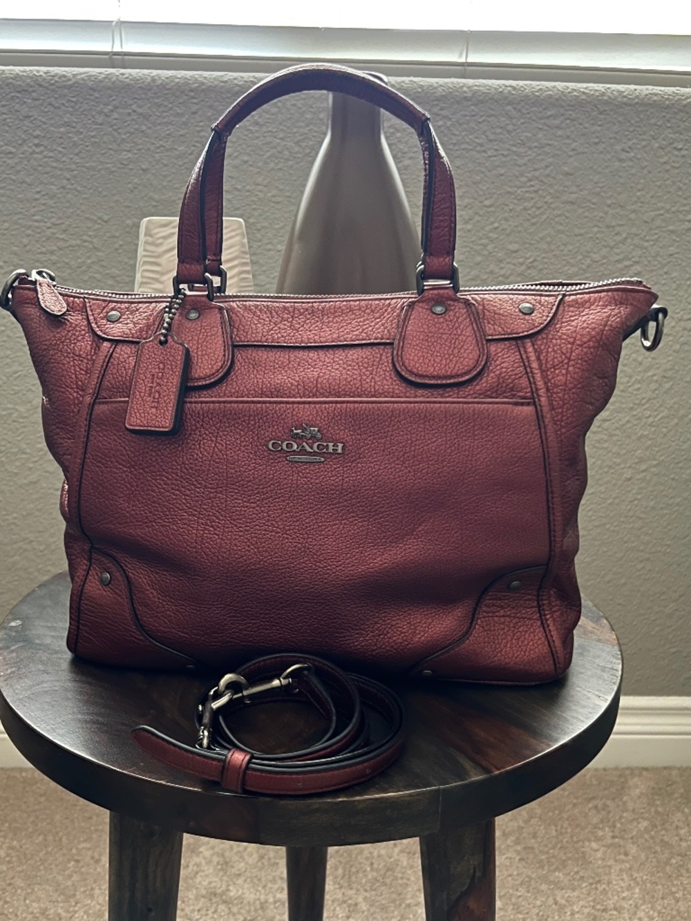 Coach Mickie Satchel Burgundy Satchel Crossbody Bag